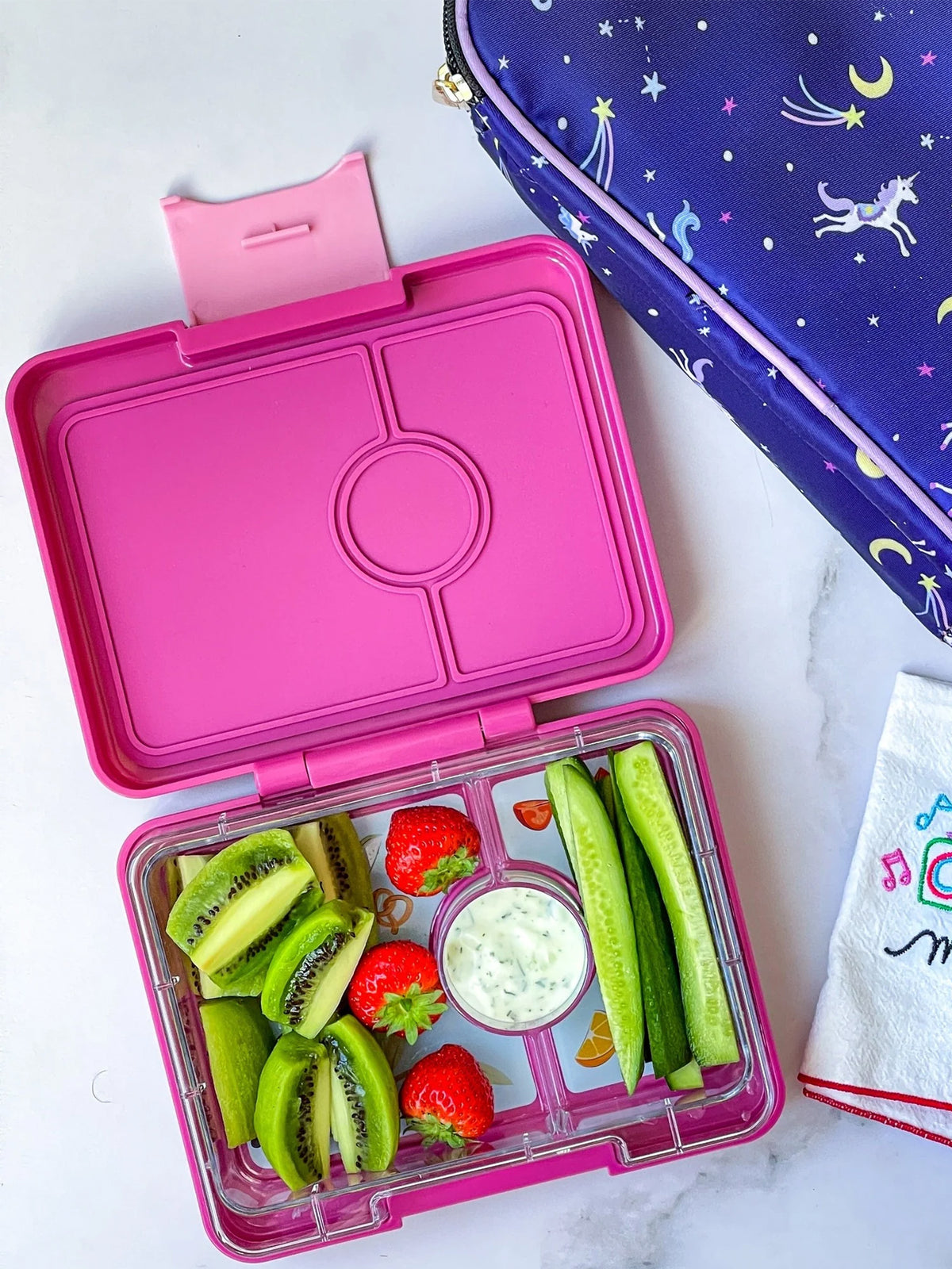 YUMBOX SNACK 3 SECCIONES RAINBOW MALIBÚ PURPLE Yumbox KIDSME