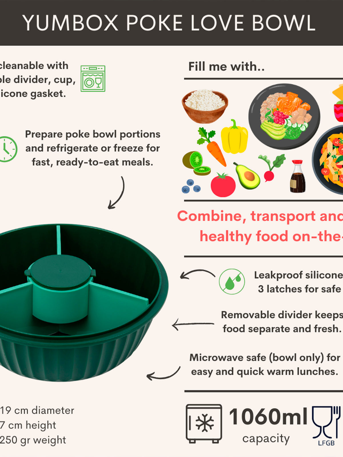 YUMBOX POKE BOWL 3 SECCIONES LAGOON Kidsme Store KIDSME