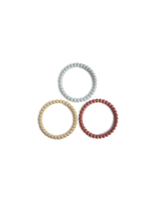 3 PULSERAS MORDEDOR PEARL MELLOW/TERRACOTA/PERIWINKLE Mushie KIDSME