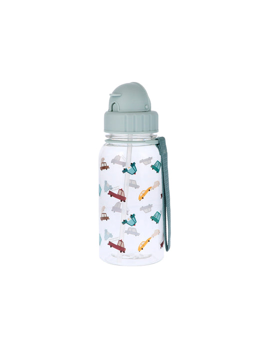 BOTELLA DE PLÁSTICO PAJITA VINTAGE CARS Tutete KIDSME