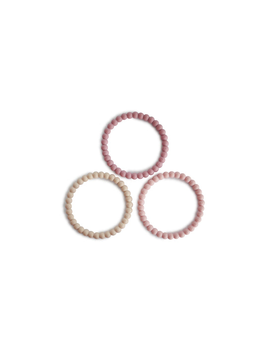 3 PULSERAS MORDEDOR PEARL LINE/PEONY/PALE PINK Mushie KIDSME