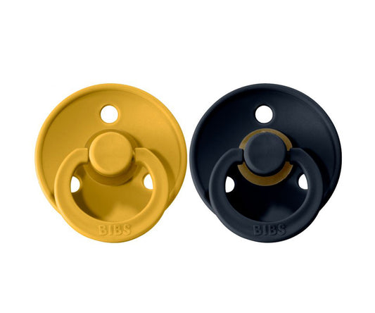 PACK 2 CHUPETES BIBS MUSTARD- DARK DENIM 2 TALLAS BIBS KIDSME