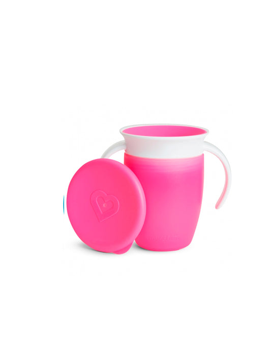 TAZA ANTIGOTEO MIRACLE 360º CON ASA Y TAPA ROSA Munchkin KIDSME