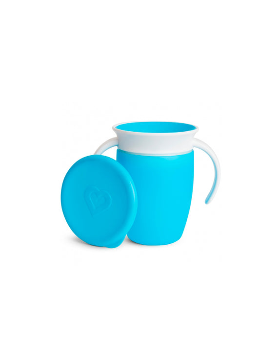 TAZA ANTIGOTEO MIRACLE 360º CON ASA Y TAPA AZUL Munchkin KIDSME