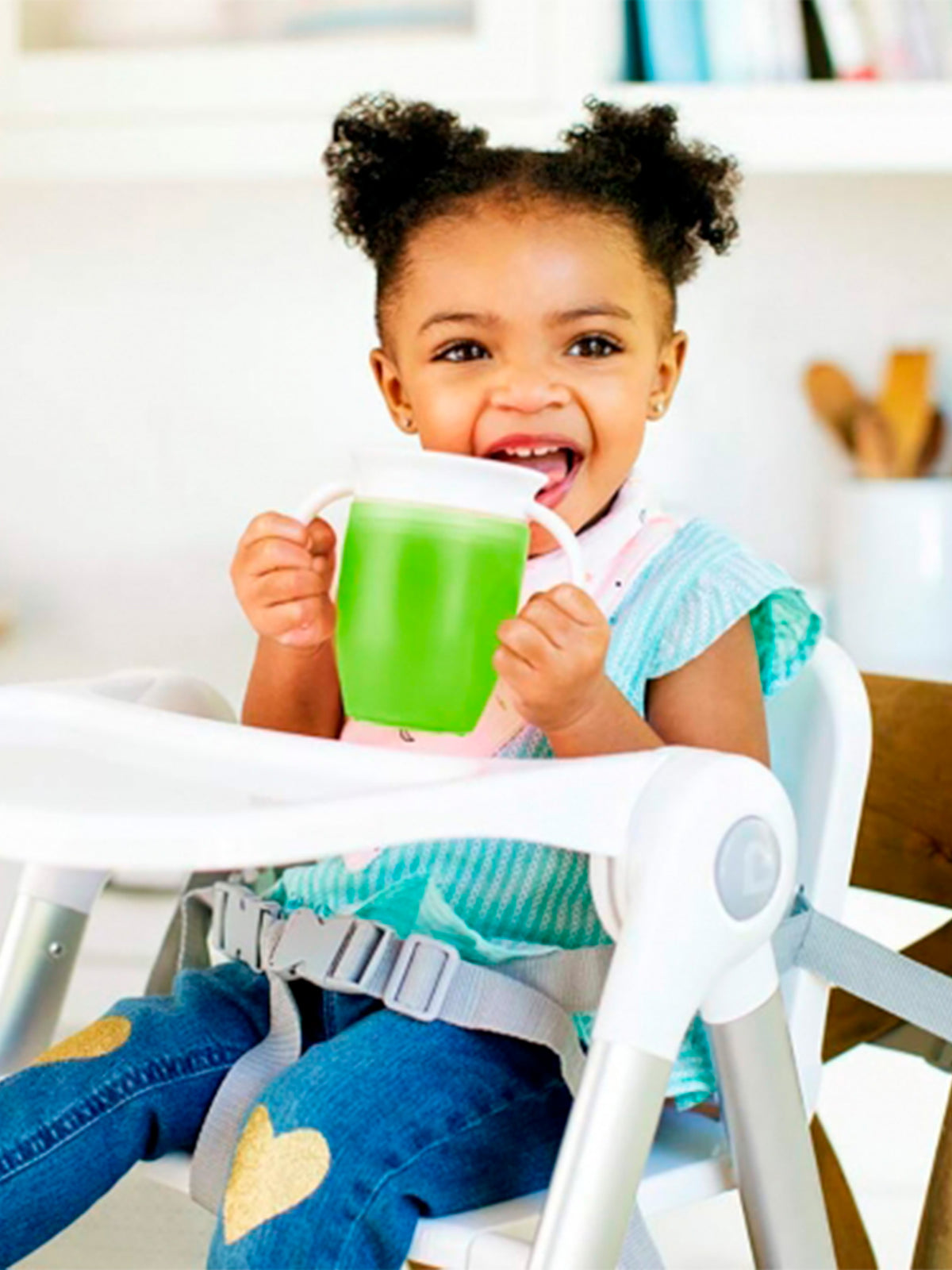 TAZA ANTIGOTEO MIRACLE 360º CON ASA Y TAPA VERDE Munchkin KIDSME
