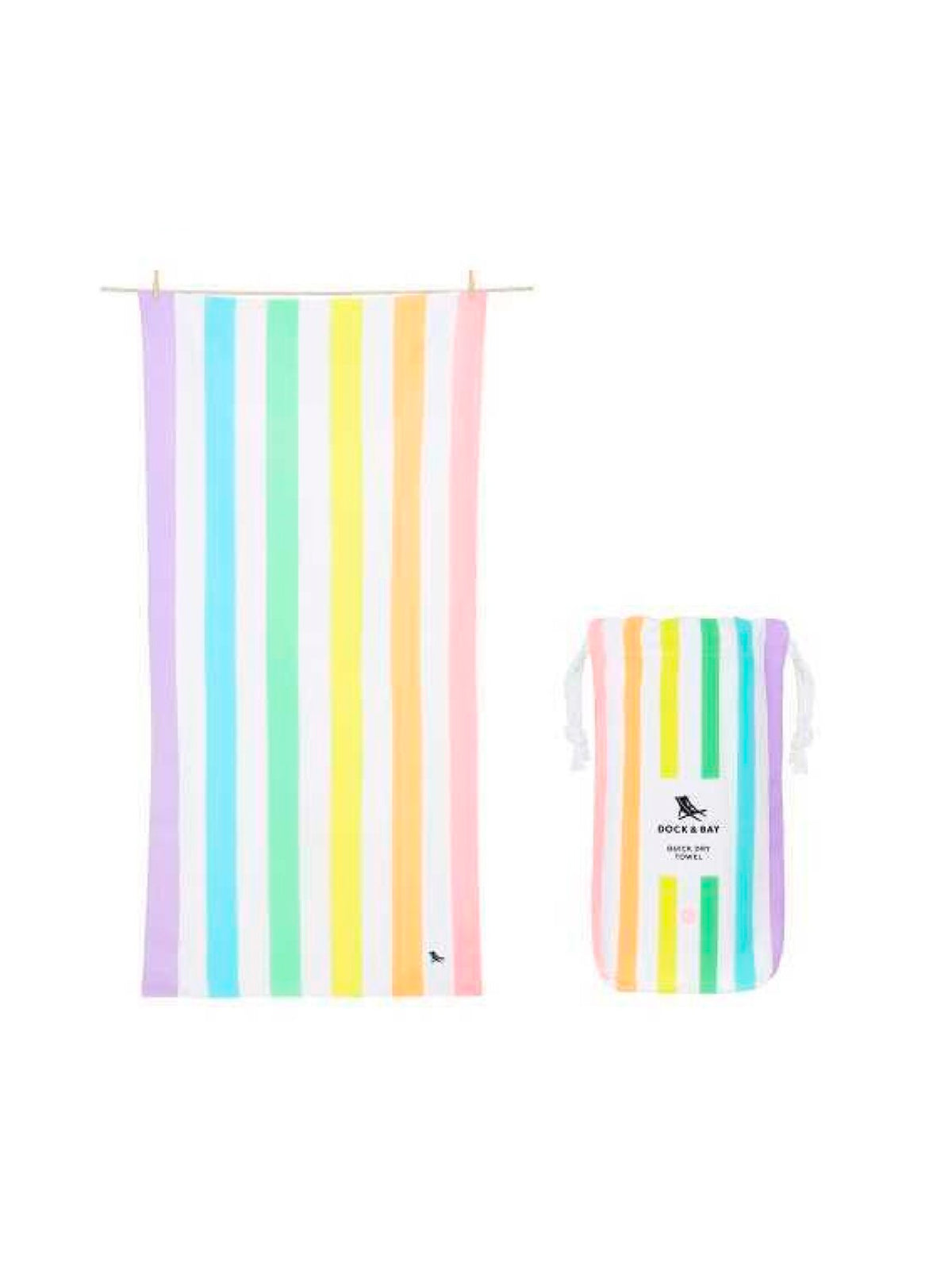 TOALLA PLAYA MICROFIBRA SUMMER RAINBOW PASTEL Dock & Bay KIDSME