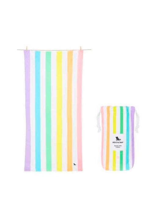 TOALLA PLAYA MICROFIBRA SUMMER RAINBOW PASTEL Dock & Bay KIDSME